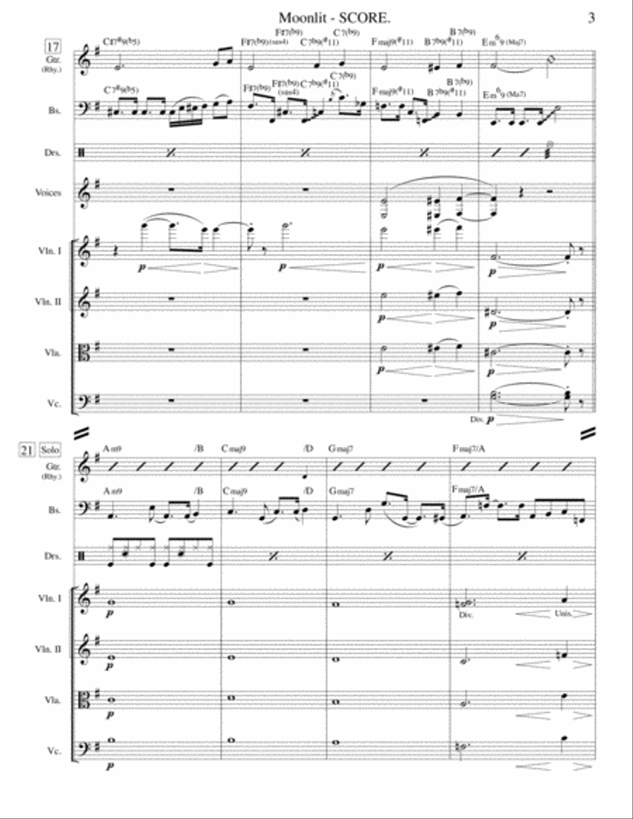 Moonlit (Soloist & Ensemble) Unison Choir scores gallery preview page 3