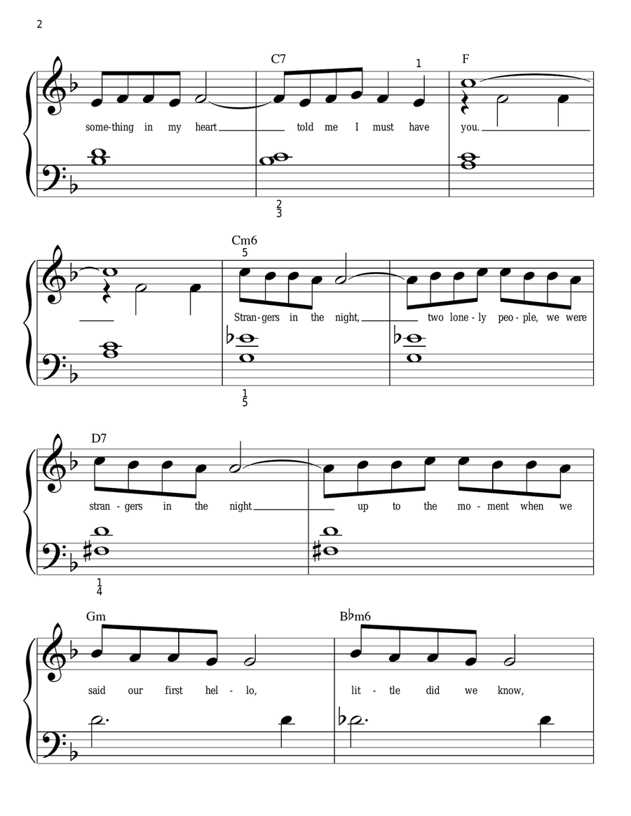 Strangers In The Night Easy Piano scores gallery preview page 2