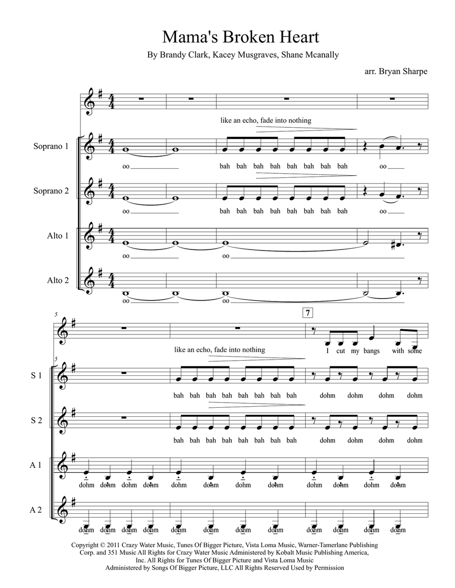 Mama's Broken Heart SSA scores gallery preview page 1