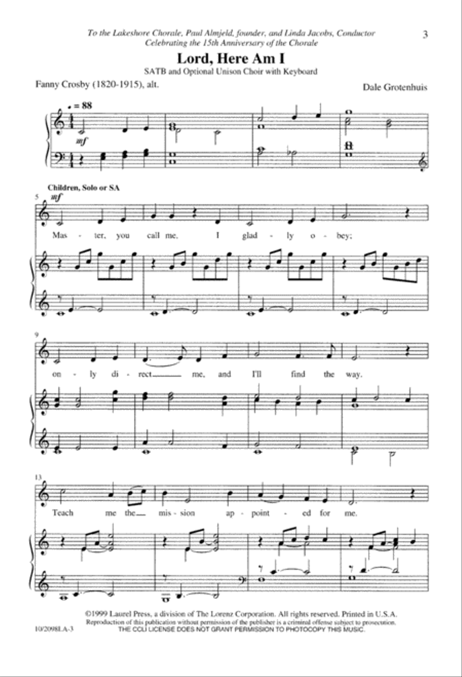 Lord, Here am I 4-Part scores gallery preview page 3