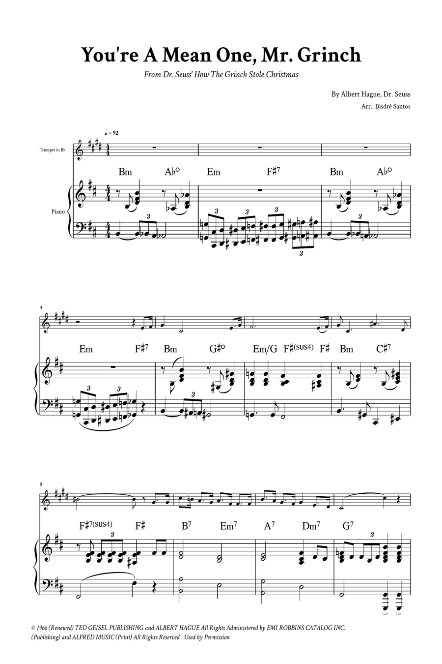 You're A Mean One, Mr. Grinch B-Flat Trumpet scores gallery preview page 2