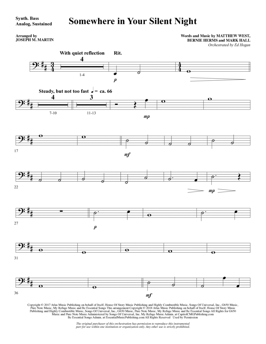 Somewhere in Your Silent Night - Synth. Bass