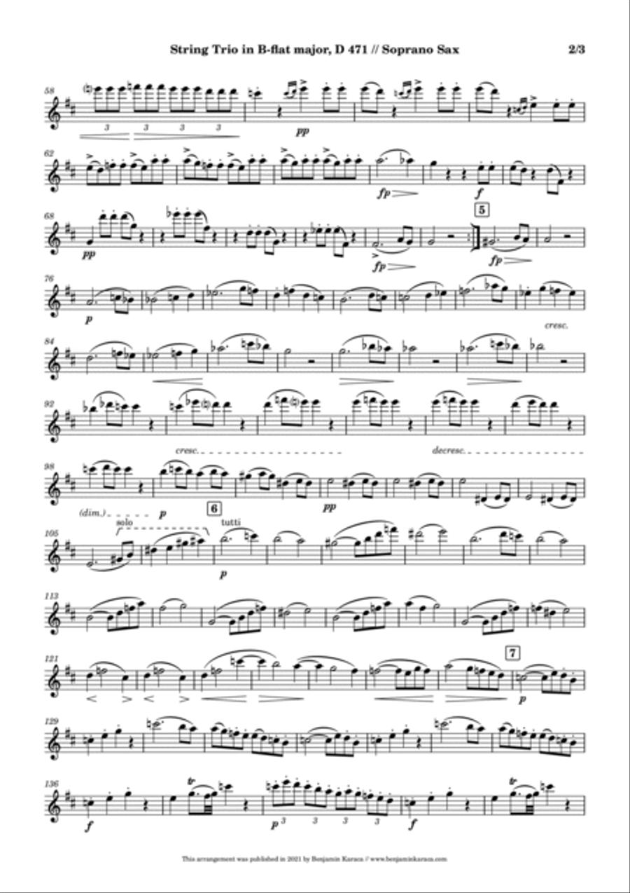 String Trio in B-flat, D 471 Woodwind Trio scores gallery preview page 4