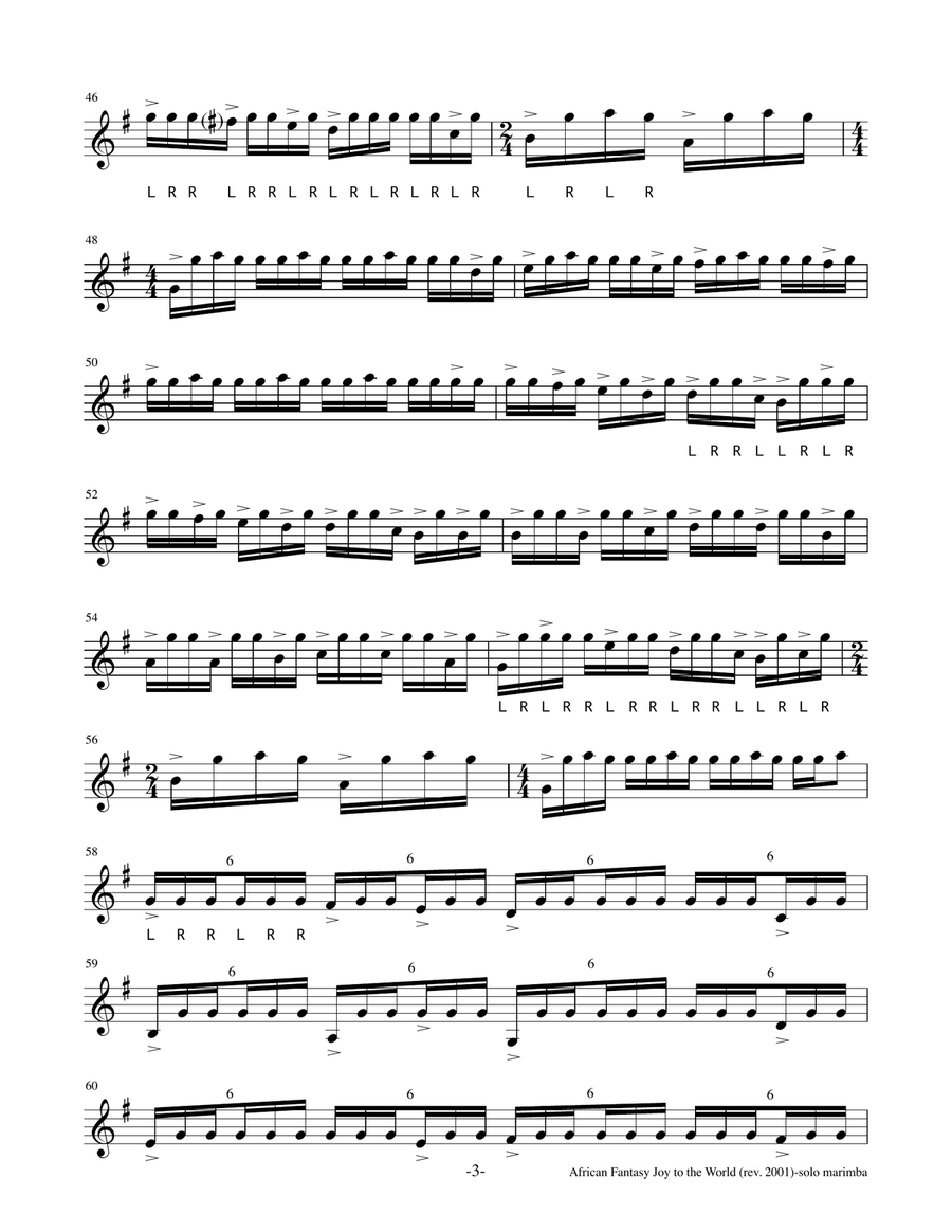 African Fantasy on Joy to the World Marimba scores gallery preview page 3