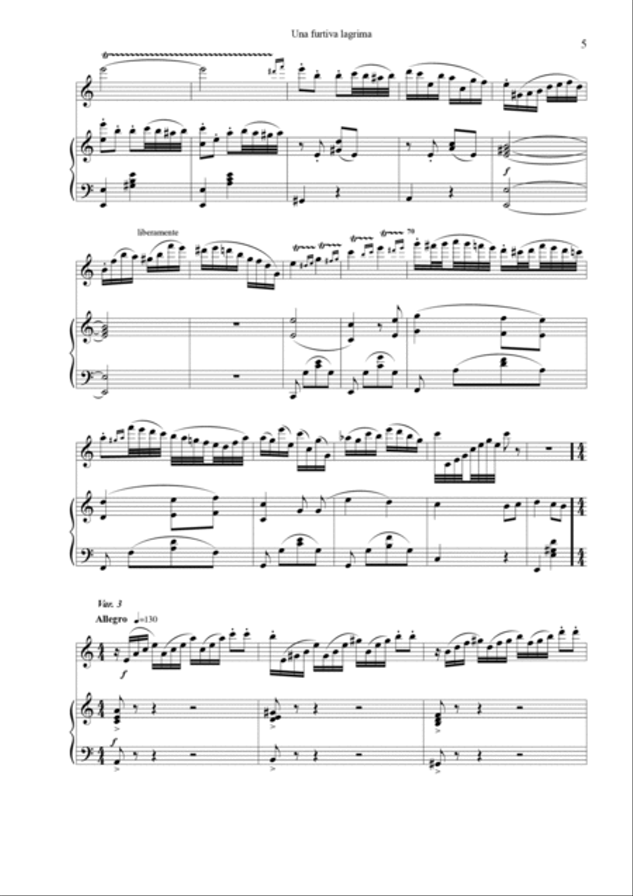 Una furtiva lagrima Chamber Music scores gallery preview page 5