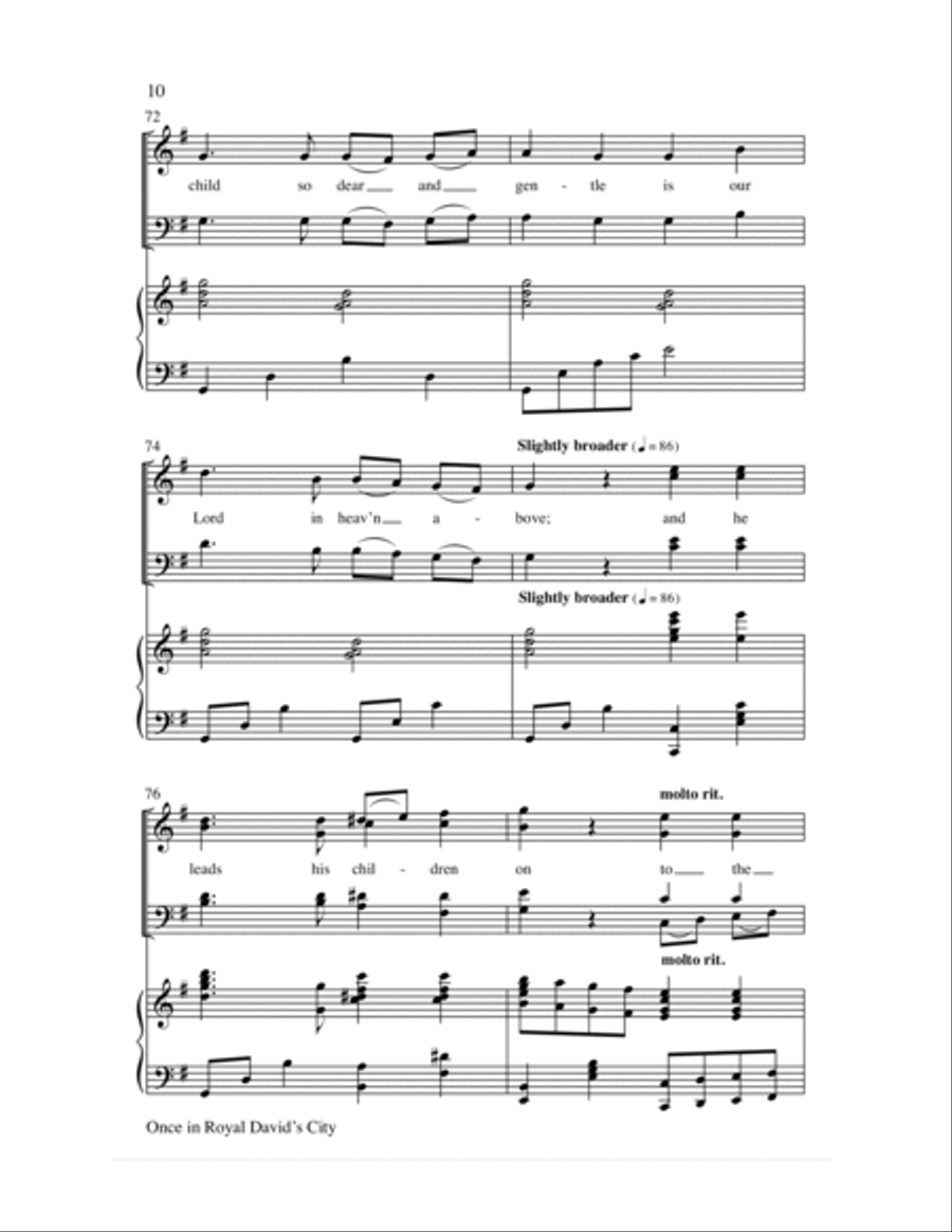 Once in Royal David's City 4-Part scores gallery preview page 10