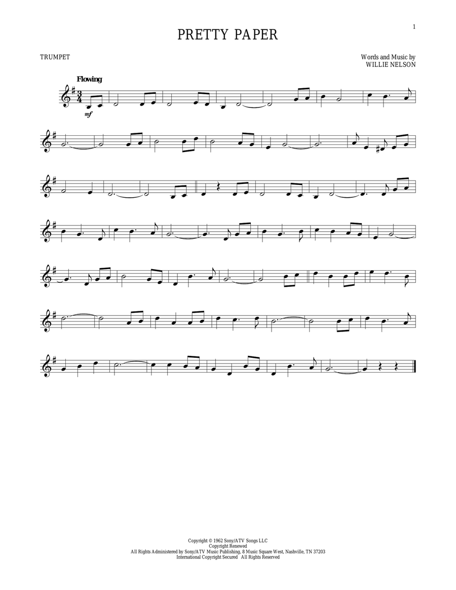 Pretty Paper Trumpet Solo scores gallery preview page 1