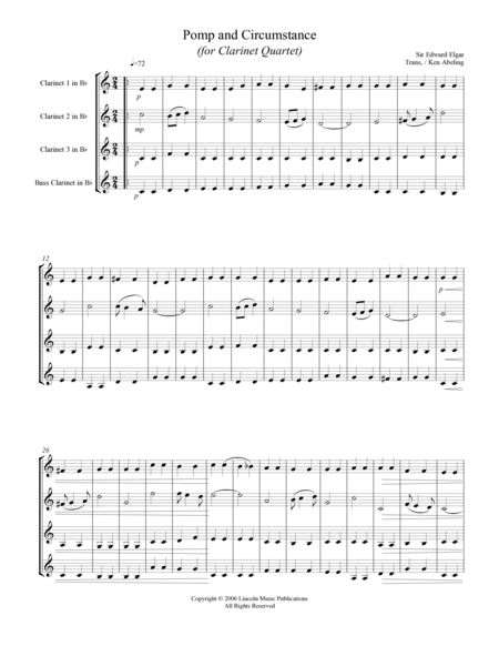 Pomp and Cirumstance (for Clarinet Quartet) image number null