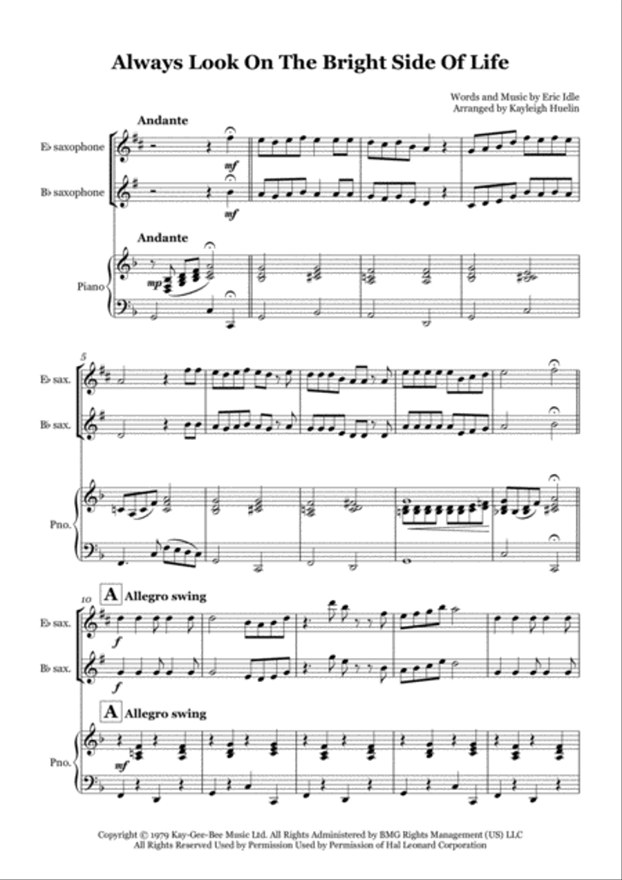 Always Look On The Bright Side Of Life Small Ensemble scores gallery preview page 1