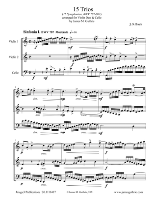 BACH: 15 Trios BWV 787-801 for Violin Duo & Cello