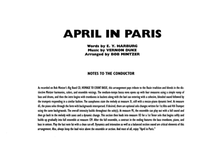 April in Paris: Score