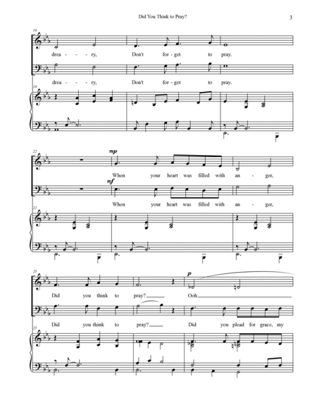 Did You Think to Pray? - Sacred Duet for Alto and Baritone with Piano Accompaniment image number null