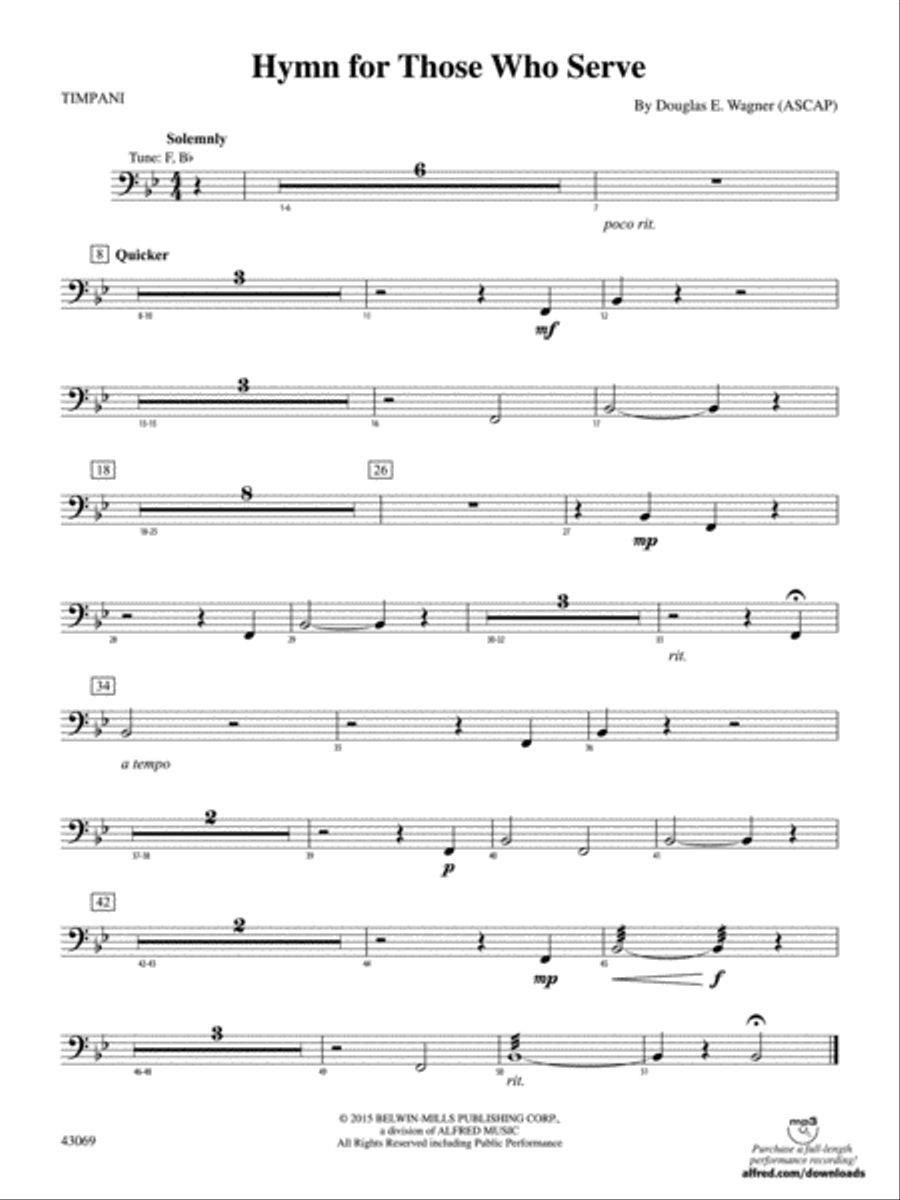 Hymn for Those Who Serve: Timpani Concert Band scores gallery preview page 1