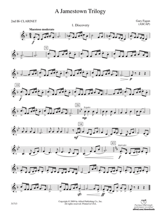 A Jamestown Trilogy: 2nd B-flat Clarinet