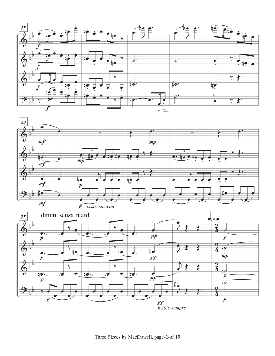 Three Pieces by Edward MacDowell: In Autumn, To a Wild Rose and Alla Tarantella Woodwind Quartet scores gallery preview page 3