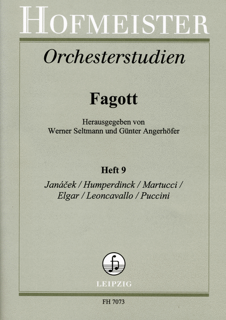 Orchesterstudien fur Fagott, Heft 9: Janacek, Humperdinck, Martucci, Elgar, Leoncavallo, Puccini