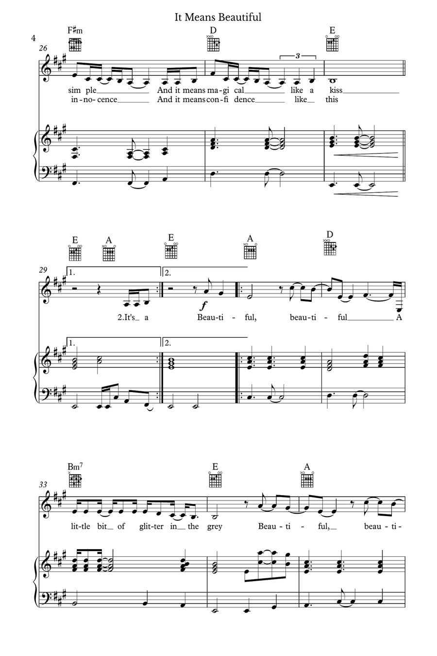 It Means Beautiful Piano, Vocal scores gallery preview page 4