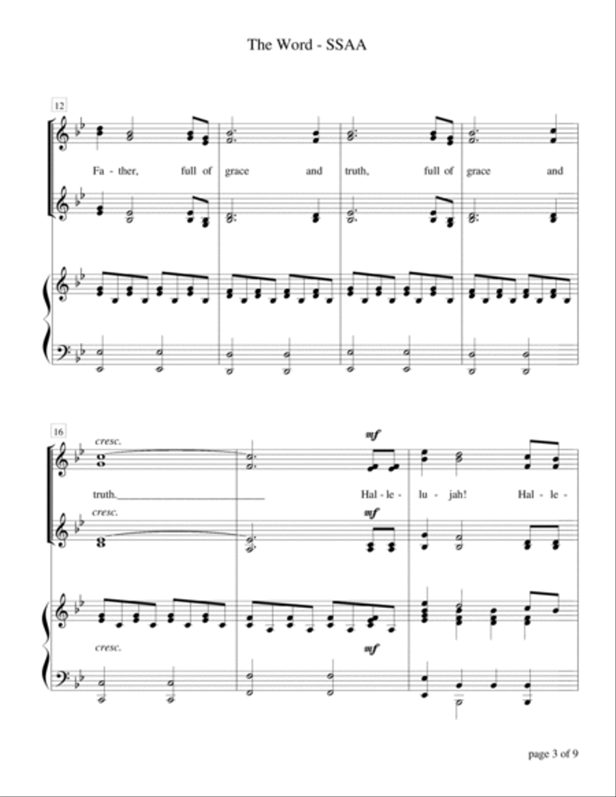 The Word (SSAA a cappella with optional piano accompaniment) SSAA scores gallery preview page 6