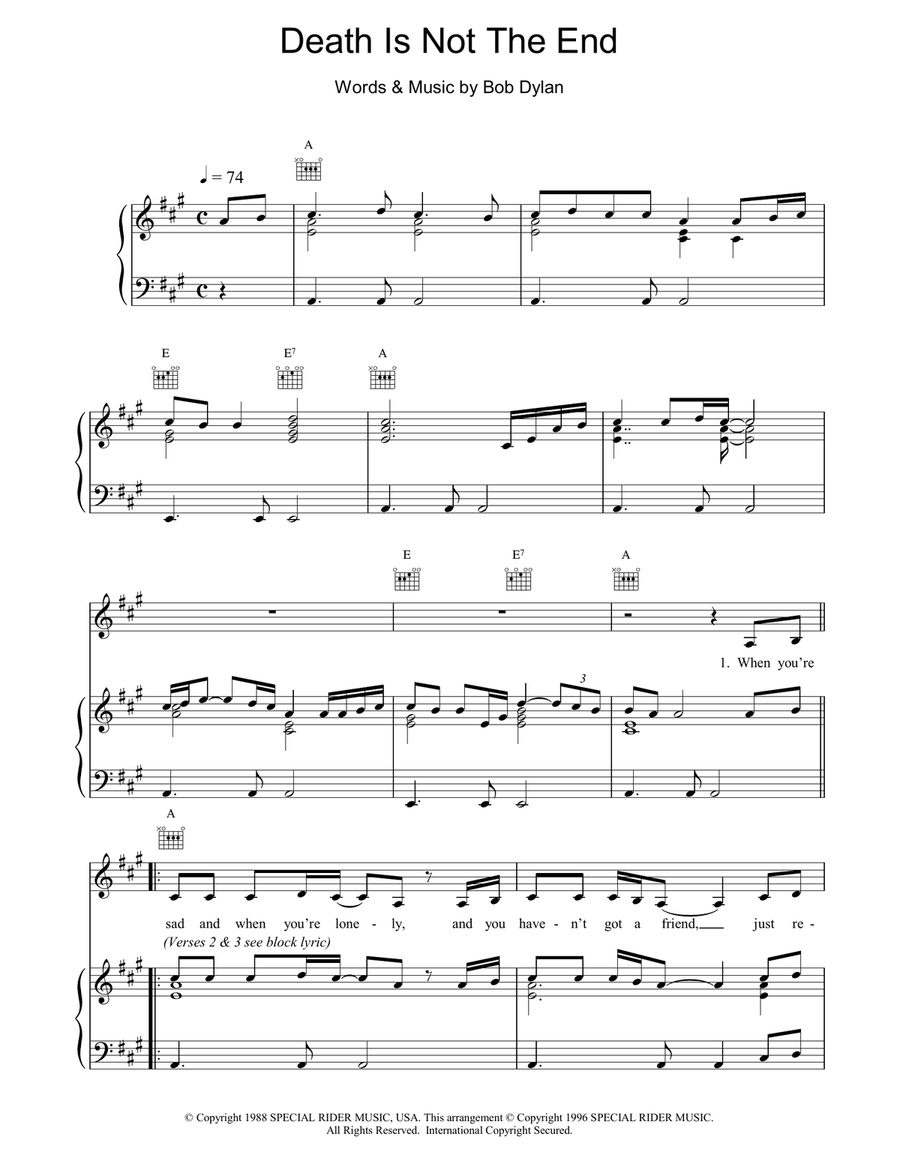 Death Is Not The End Piano, Vocal, Guitar scores gallery preview page 1