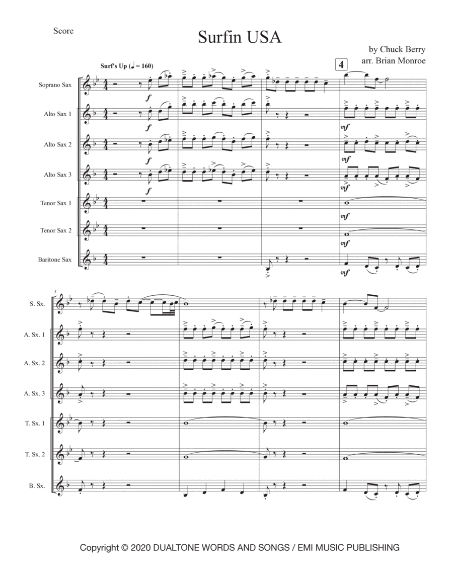 Surfin Usa Surfin Usa Woodwind Quartet scores gallery preview page 1
