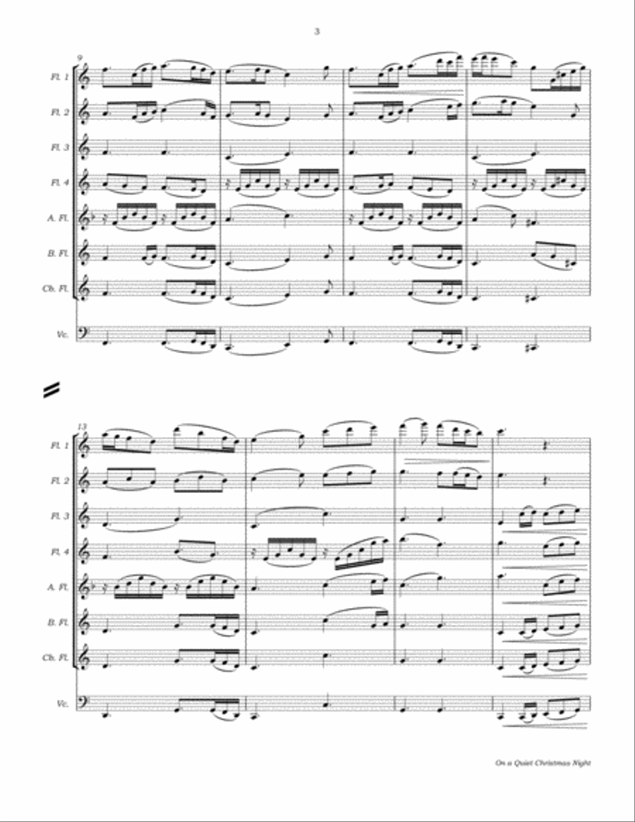 On a Quiet Christmas Night for Flute Choir Flute Choir scores gallery preview page 6