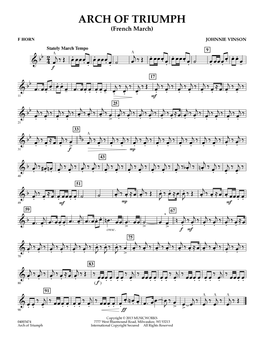 Arch of Triumph (French March) - F Horn Concert Band scores gallery preview page 1