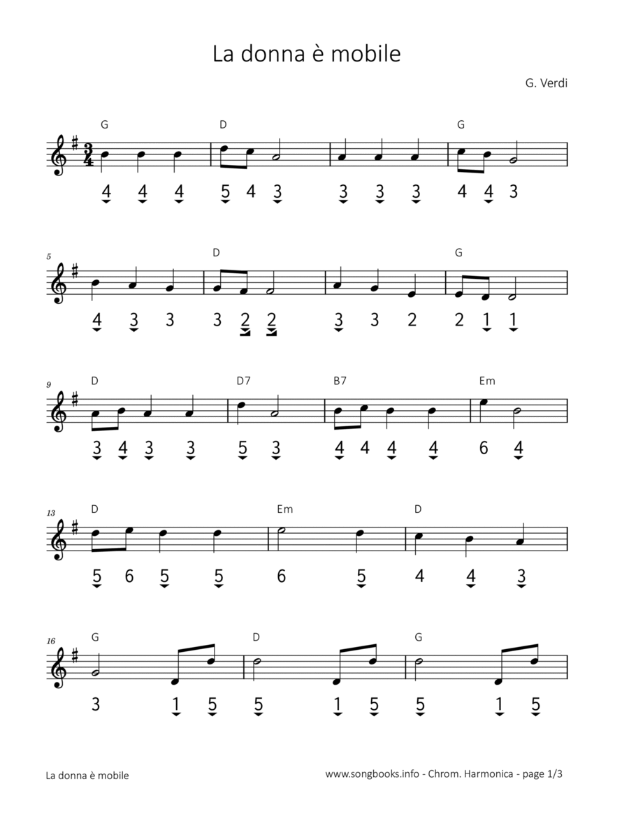 La donna è mobile (Giuseppe Verdi) Chamber Music scores gallery preview page 1