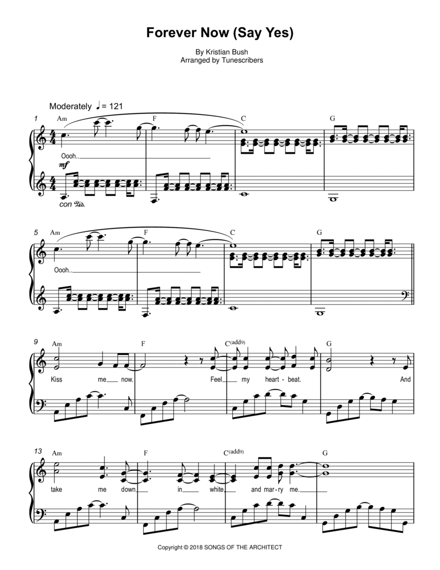 Forever Now (Just Say Yes) Piano Solo scores gallery preview page 1