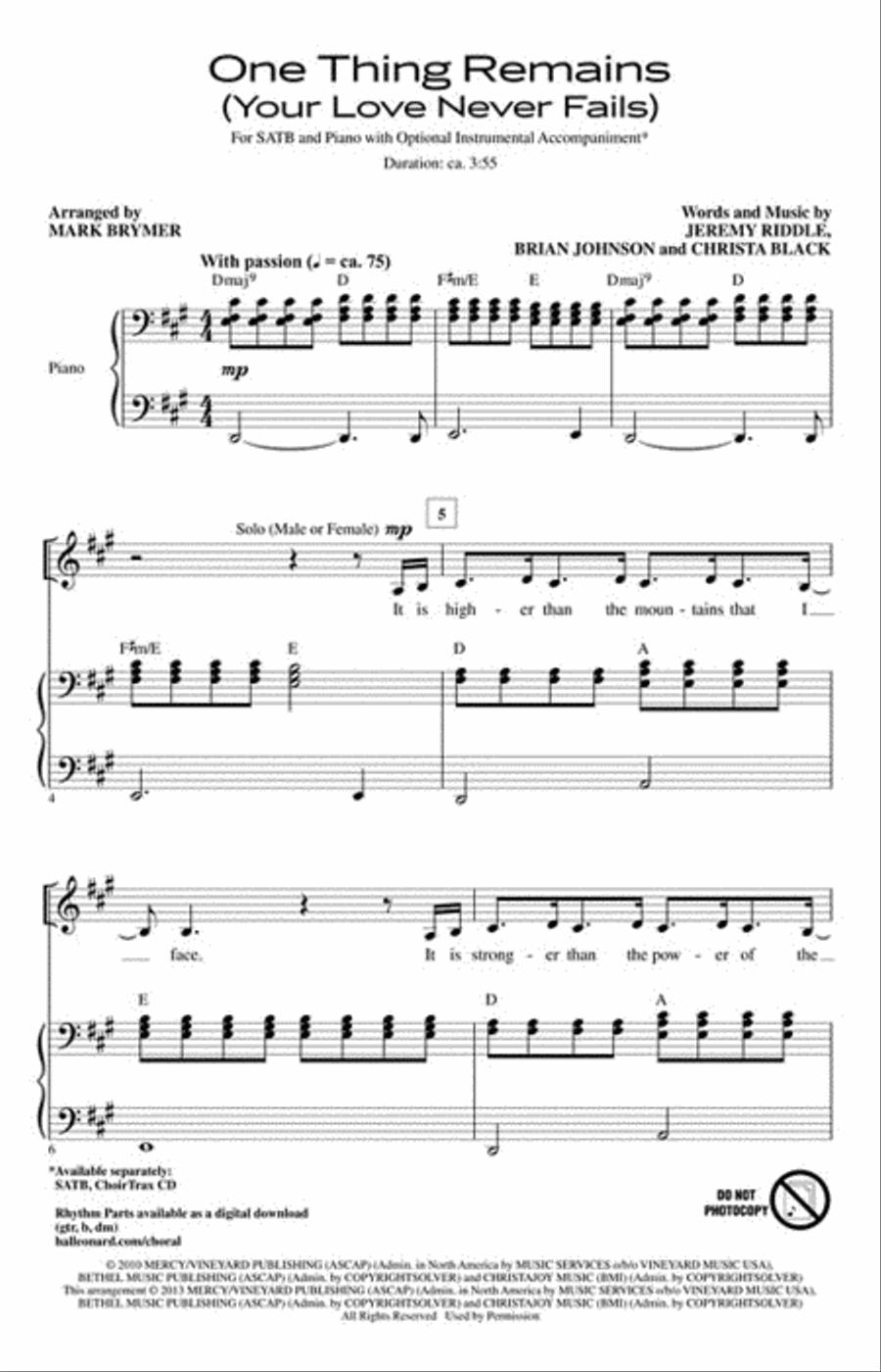 One Thing Remains (Your Love Never Fails) 4-Part scores gallery preview page 2
