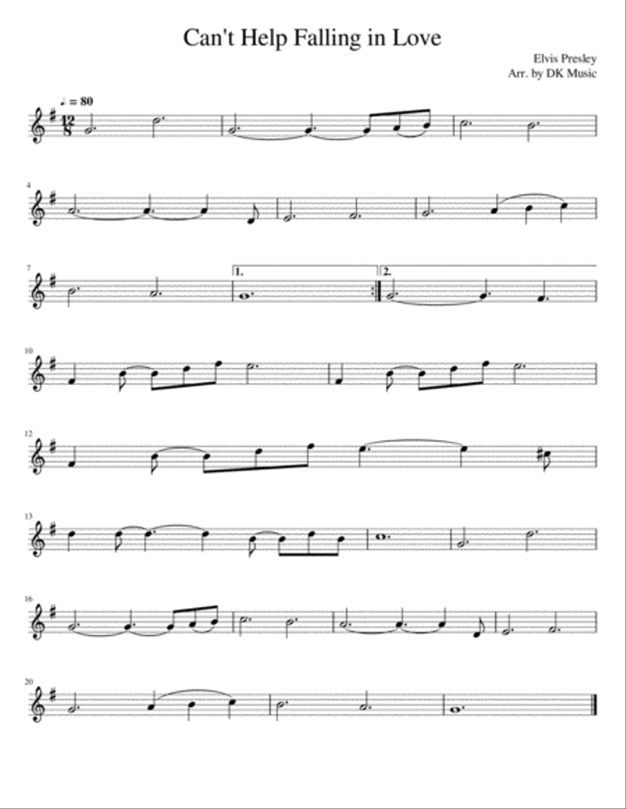 Can't Help Falling In Love String Duet scores gallery preview page 1