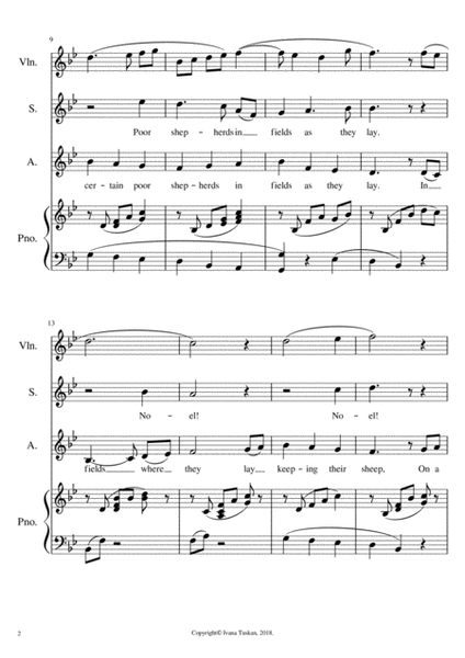 The First Noel for SA solo voices or 2 – part choir, piano and violin. image number null