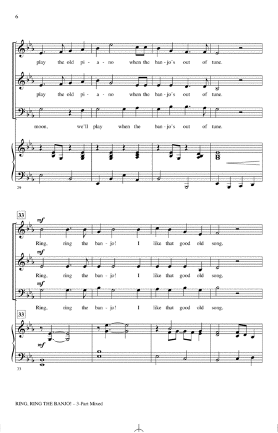 Ring, Ring The Banjo! (arr. Glenda E. Franklin) 3-Part scores gallery preview page 5