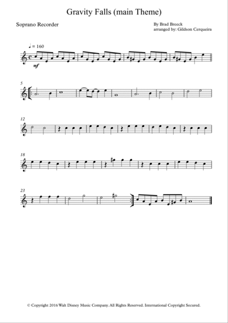 Gravity Falls (main Theme) Soprano Recorder scores gallery preview page 3