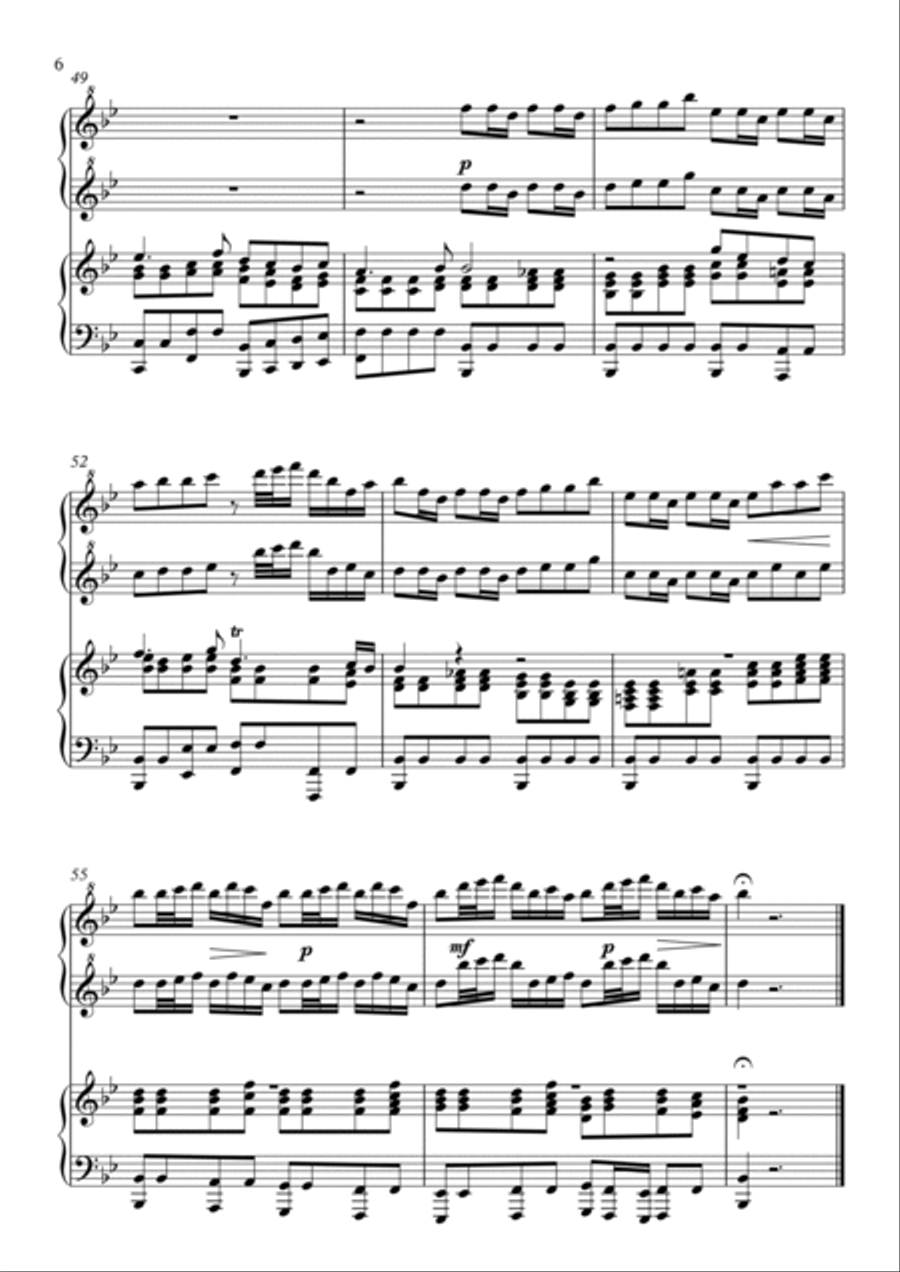 Sheep May Safely Graze (BWV 208) by JS Bach - arranged for Piano Duet 1 Piano, 4-Hands scores gallery preview page 6
