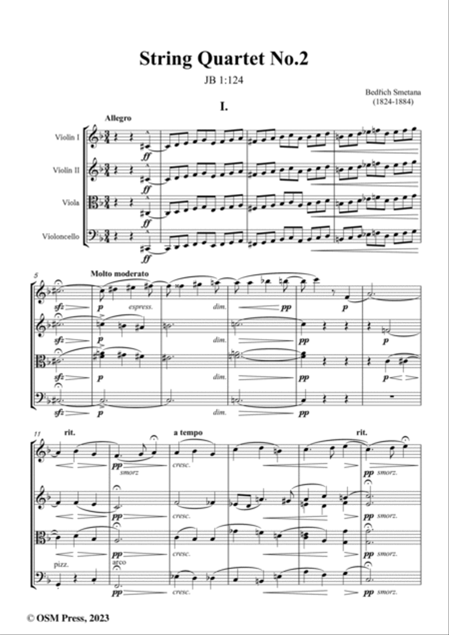 Smetana-String Quartet No.2,JB 1:124 String Quartet scores gallery preview page 2
