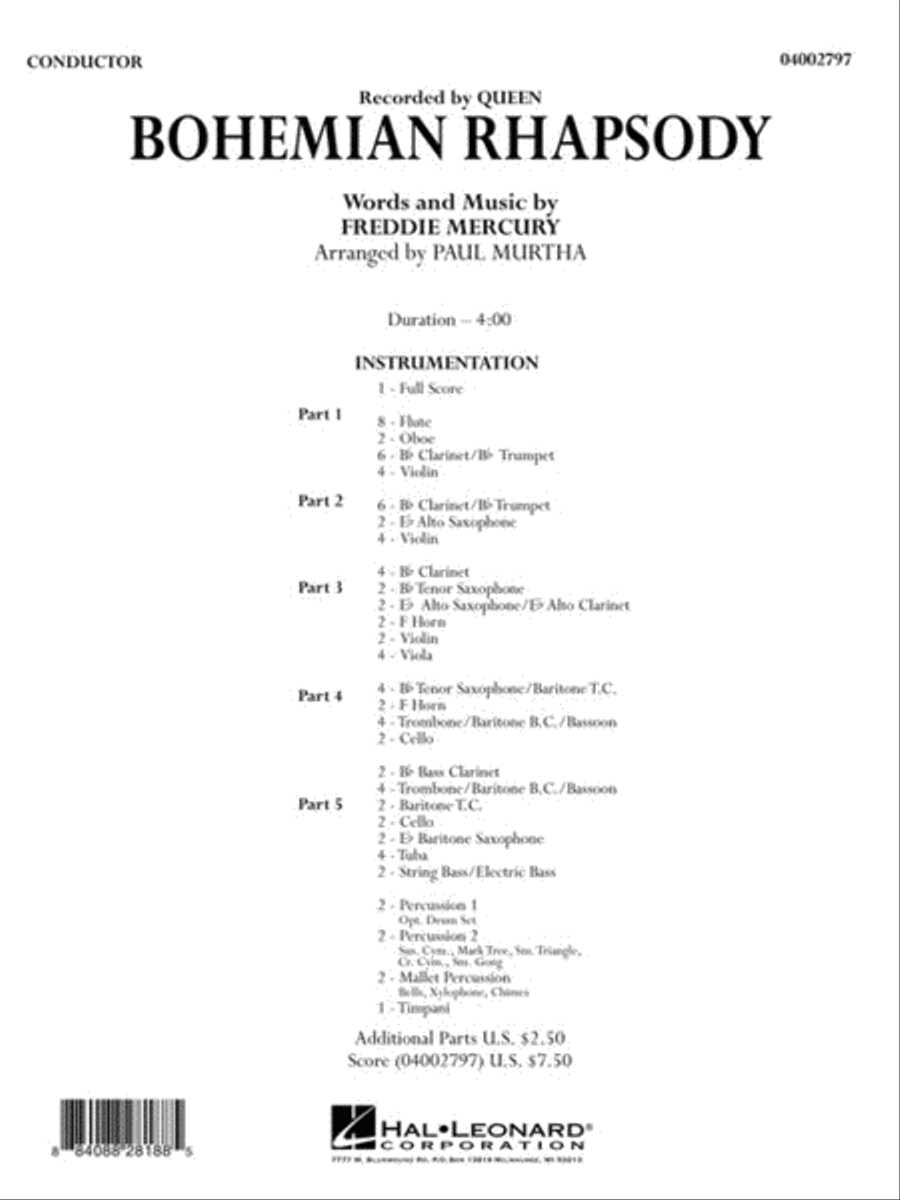 Bohemian Rhapsody Concert Band scores gallery preview page 2