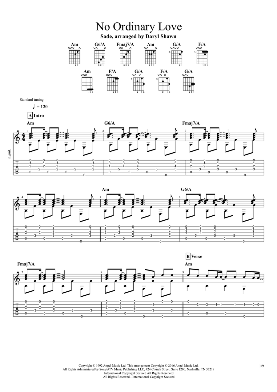 No Ordinary Love Acoustic Guitar scores gallery preview page 2