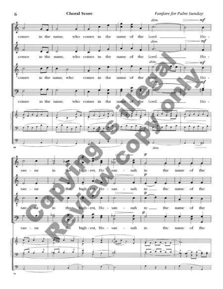 Fanfare for Psalm Sunday (Choral Score) image number null