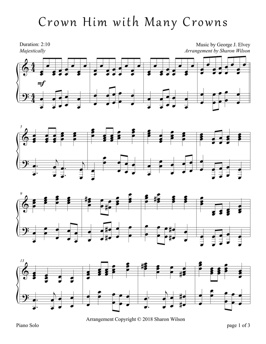 Crown Him With Many Crowns (Piano Solo) Piano Solo scores gallery preview page 3