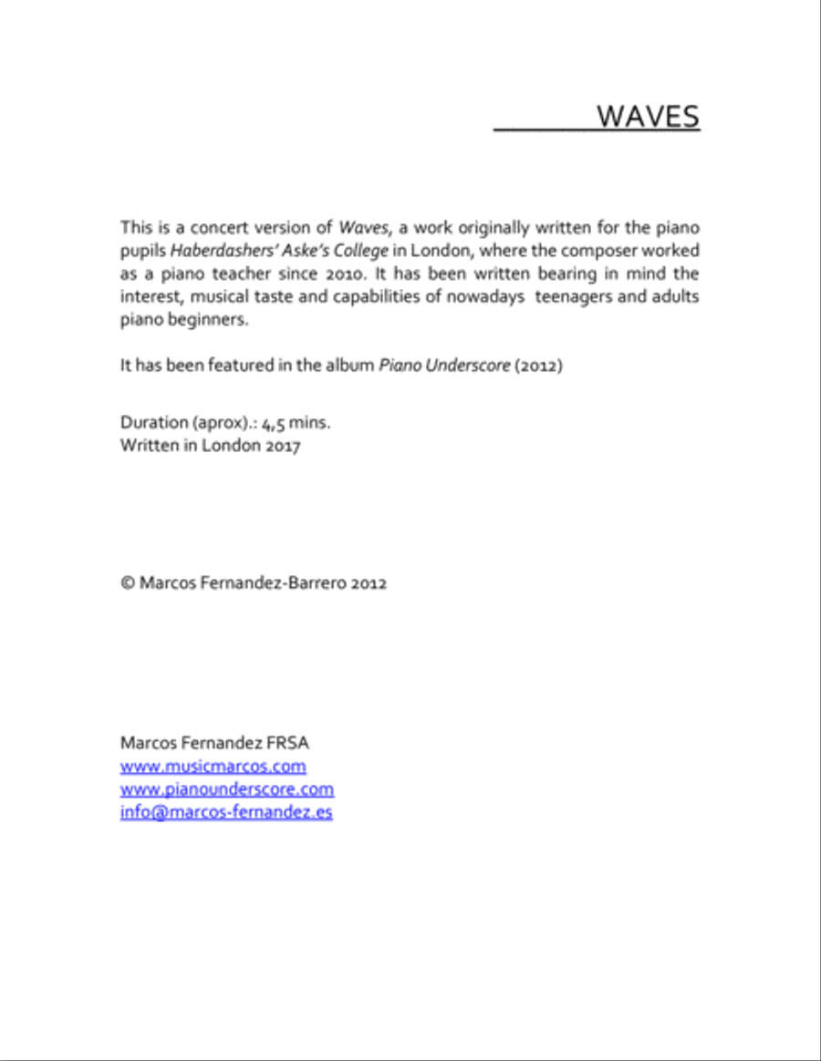 Waves (Concert version) Piano Solo scores gallery preview page 2