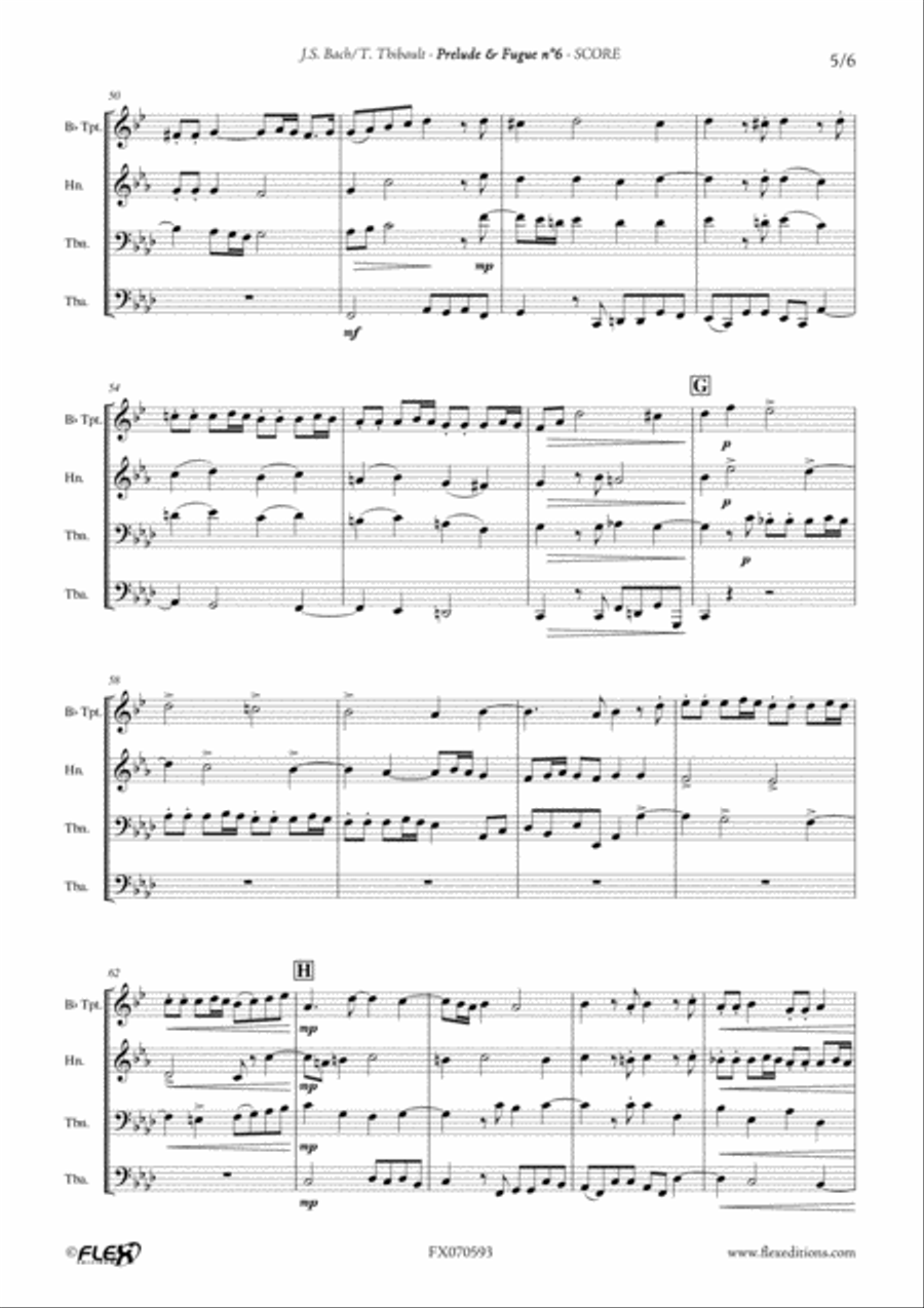 Prelude & Fugue n6 in G minor (BWV 558) Brass Quartet scores gallery preview page 5