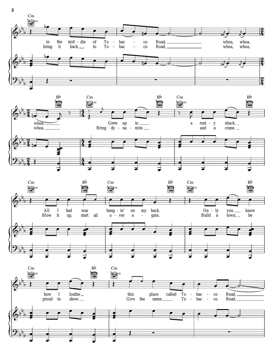 Tobacco Road Tobacco Road Piano, Vocal, Guitar scores gallery preview page 2