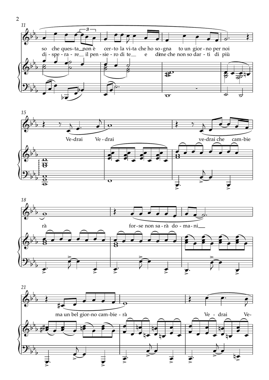 Vedrai Vedrai Piano, Vocal scores gallery preview page 2