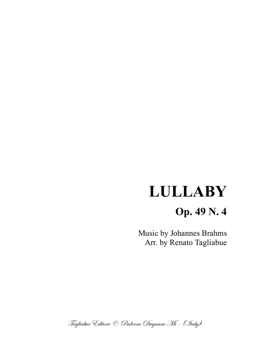 LULLABY - Brahms - For SATB Choir by Johannes Brahms 4-Part - Digital Sheet Music