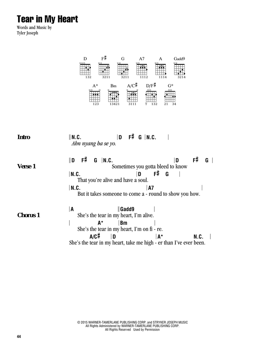 Tear In My Heart Tear In My Heart Acoustic Guitar scores gallery preview page 1