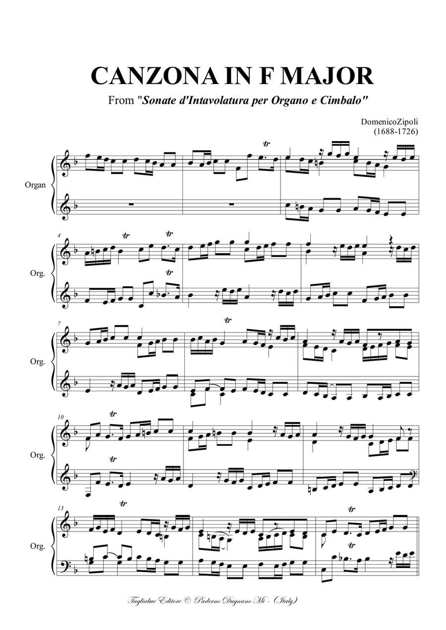 CANZONA IN F MAJOR - D. Zipoli - From Sonate d'intavolatura per Organo e Cimbalo Organ Solo scores gallery preview page 2