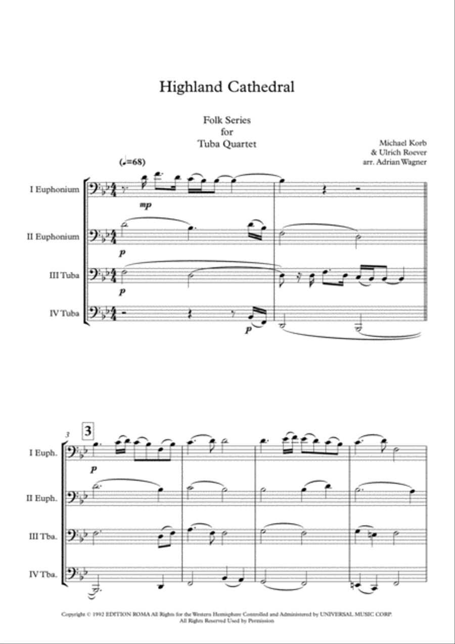 Highland Cathedral Highland Cathedral Brass Quartet scores gallery preview page 3