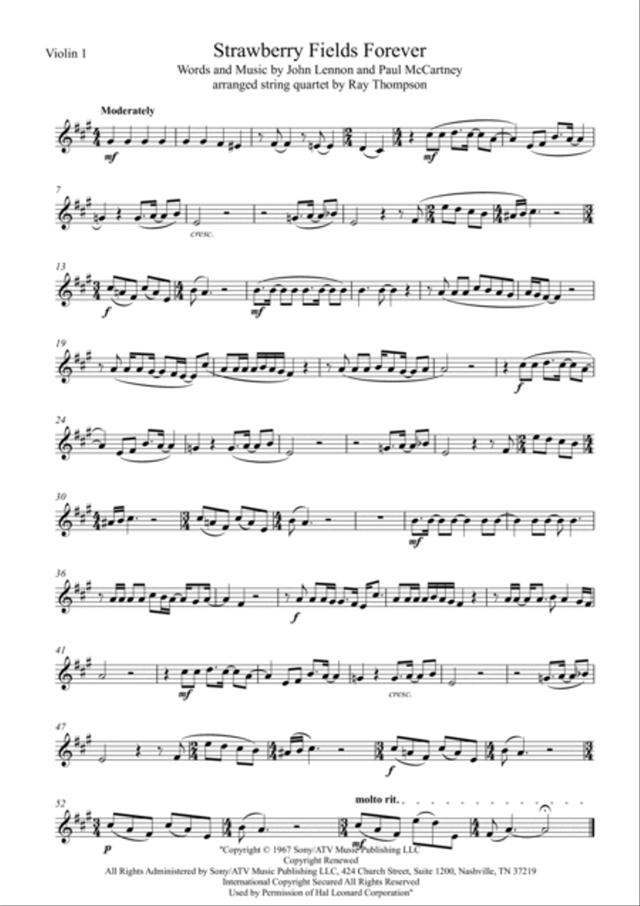 Strawberry Fields Forever String Quartet scores gallery preview page 4