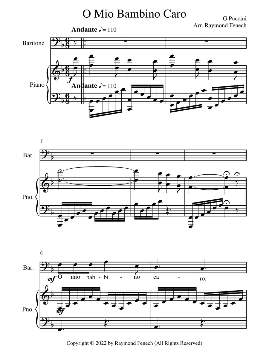 O Mio Babbino Caro - G.Puccini - Baritone and Piano Baritone Horn TC scores gallery preview page 4