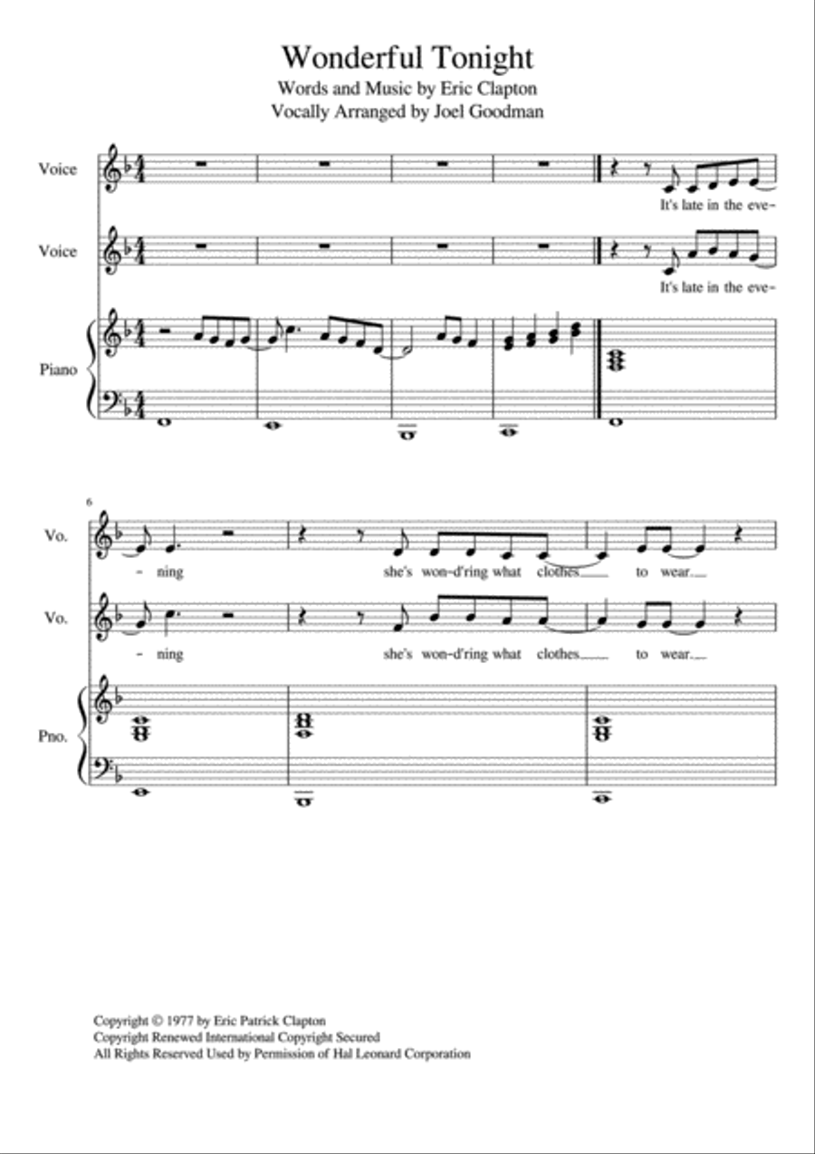 Wonderful Tonight Vocal Duet scores gallery preview page 1